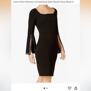 Calvin Klein Elegant Black sheath dress with bell sleeves